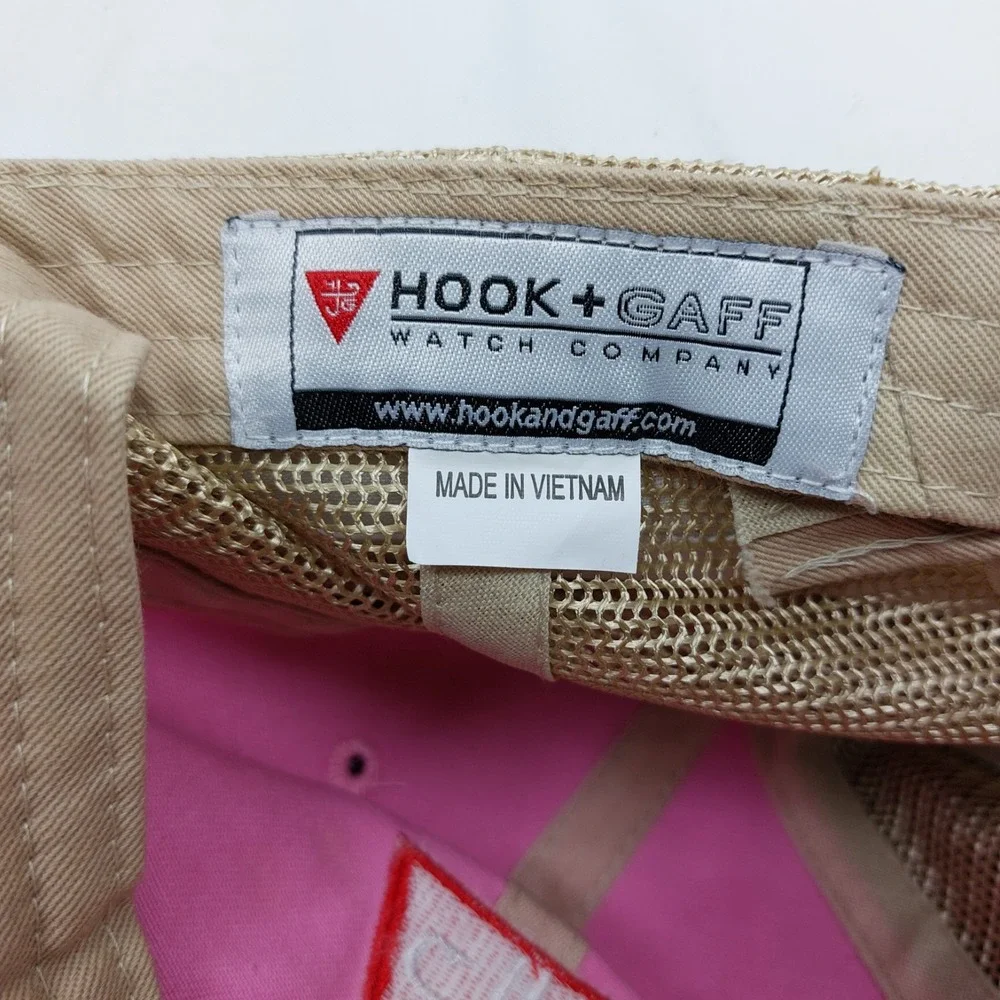 HOOK + GAFF Watch Company Hat Mesh Cap Pink Tan Mesh Hook &‎ Loop Adjustable